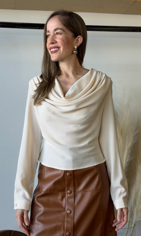 Draped Long Sleeve Blouse