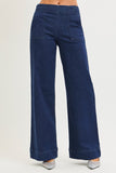 High Rise Wide Patch Pockets Jeans