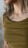 Sleeveless Wide Boat Neck Draped Top