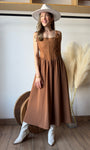 Faux Suede Mix Media Corset Midi Dress