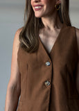 Sleeveless V-neck Tailored Button Vest