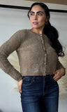 Gold Button Fuzzy Knit Cardigan