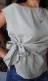Sleeveless Boat Neck Lyocell Top