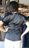 Gathered Metal Trim Short Sleeve Top