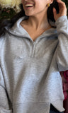 Half Zip Sweatshirt With Funnel Neck