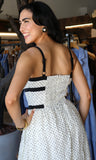 Polka Dot Bow Detail Midi Dress