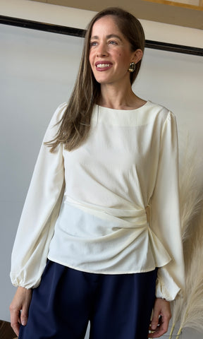 Cream Satin Blouse