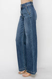 High Rise Double Button Wide Jeans