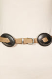 Faux Leather Oval Disc Fashion Belt