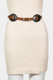 Faux Leather Oval Disc Fashion Belt