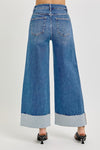 High Rise Crop Wide Cuffed Jeans