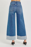 High Rise Crop Wide Cuffed Jeans
