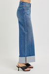 High Rise Crop Wide Cuffed Jeans