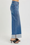 High Rise Crop Wide Cuffed Jeans