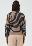 Zebra Print Long Sleeve Knit Sweater
