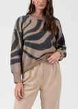 Zebra Print Long Sleeve Knit Sweater