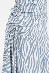 Blue Zebra Print One Shoulder Dress