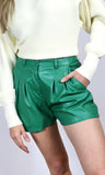 Green Leather Shorts