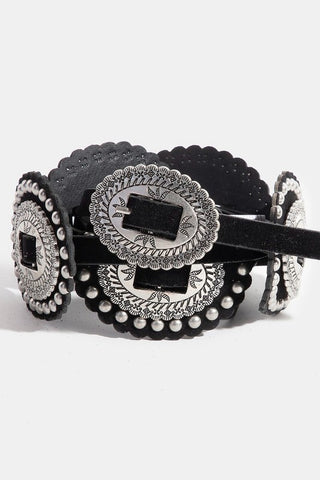 Faux Leather Western Concho Belt