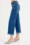 Mid Rise Crop Wide Button Down Jeans
