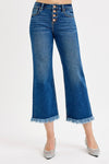 Mid Rise Crop Wide Button Down Jeans