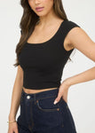 Scoop Neck Sleeveless Knit Crop Top