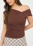 Asymmetrical Wrap Neckline Top