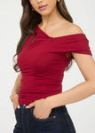 Asymmetrical Wrap Neckline Top