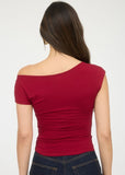 Asymmetrical Wrap Neckline Top