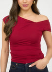 Asymmetrical Wrap Neckline Top