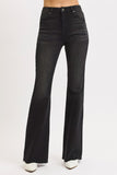 High Rise Flare Raw Cut Hem Jeans