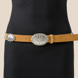 Western Oval Floral Buckle Belt