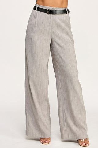 Textured Pin Stripe Wide Leg Pants