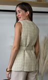 Gold Rimmed Belted Tweed Vest