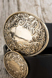 Western Large Engraved Oval Buckle Belt