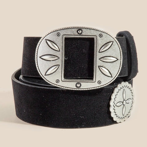 Western Concho Accent Faux Leather Belt