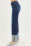 High Rise Ankle Wide Cuffed Jeans