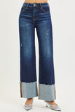 High Rise Ankle Wide Cuffed Jeans
