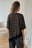 Leopard Print Lace Trim Top
