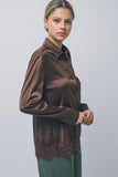 Lace Long-sleeve Satin Blouse