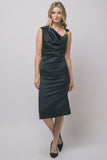 Cowl Neck Ruched Knit Sheath Dress
