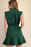 Cowl Neck Waist Tie Mini Dress