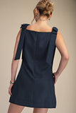Bow Sleeveless Textured Mini Dress