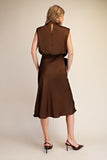 Mock Neck Waist Tie Midi Dress
