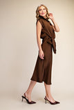 Mock Neck Waist Tie Midi Dress