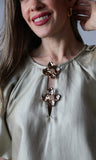 Round Neck Short Bubble Hem Sleeve Top