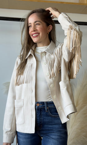 Faux Suede Fringe Jacket