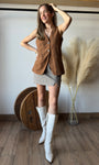Sleeveless V-neck Tailored Button Vest