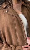 Stud Detail Zipper Front Suede Jacket