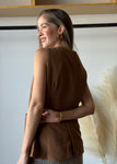 Sleeveless V-neck Tailored Button Vest